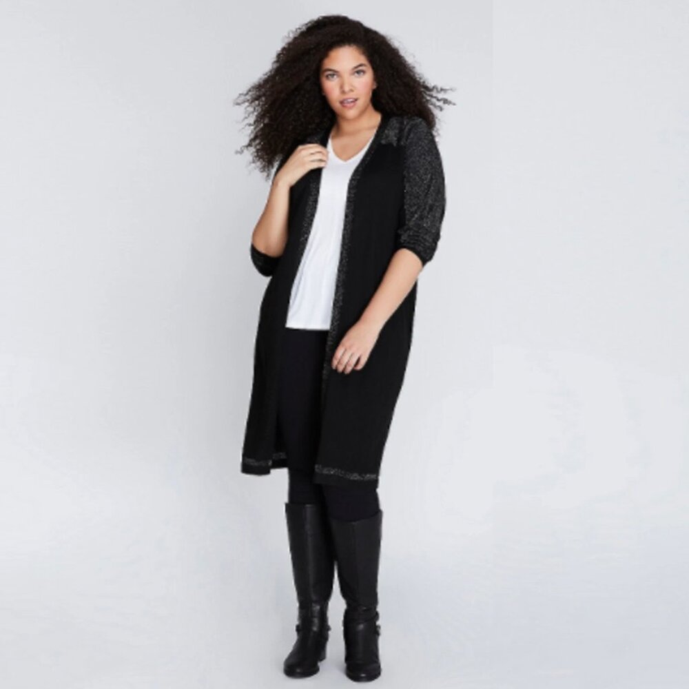 Lane Bryant‎ women 22/24 metallic duster open cardigan dark fairy goth grunge